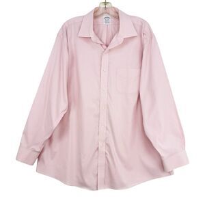 Brooks Brothers 1818 Regent Mens 17-33 Pink Dress Shirt Non-Iron Supima Cotton